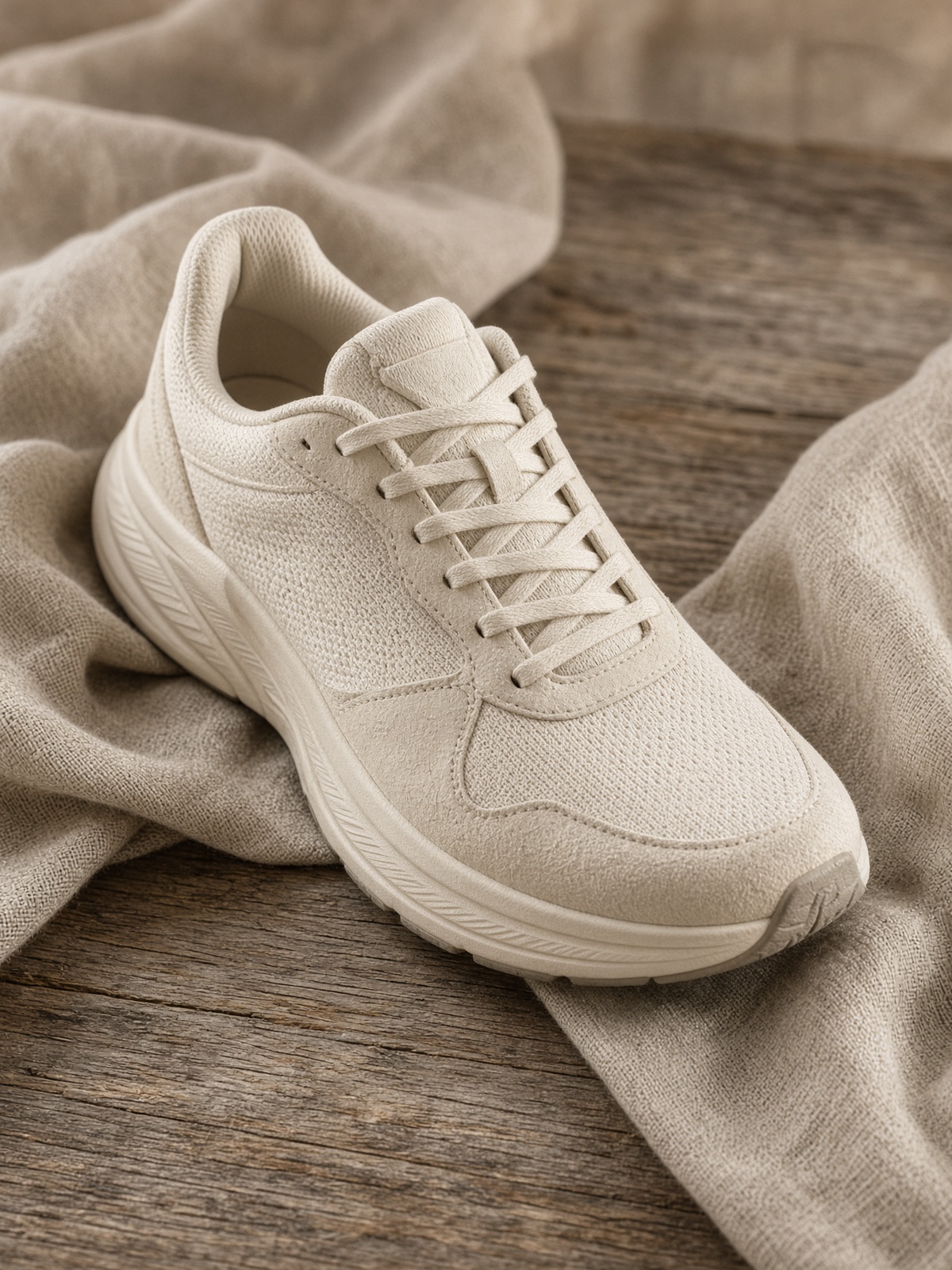 Cream running trainers, UK 8
